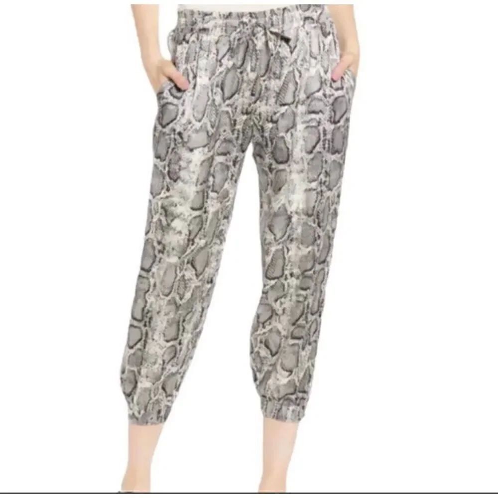 Bishop & Young Gray & Tan Snake Python Animal Print Jogger Pants XS